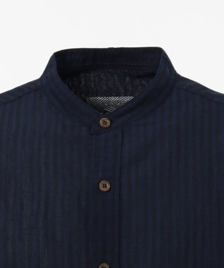 JOSEPH ABBOUD MOUNTAIN 【SPACE】エアリノバンドカラー シャツ ネイビー系1