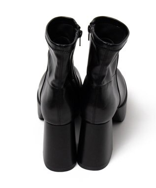 WEGO ストーム付きワイドヒールショートブーツ ブラック