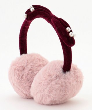 ANY KIDS パール×リボンイヤーマフ ピンク