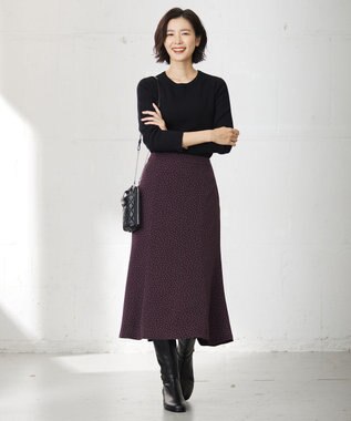 J.PRESS LADIES L 【WEB限定・洗える】フェミニッシュパウダー dots スカート ワイン系5