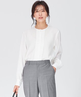 23区 L 【洗える】ピンタック ディテール ブラウス アイボリー系
