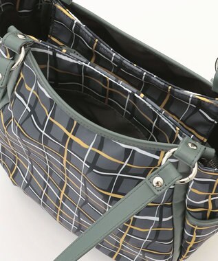 Y'SACCS ドローイングチェックトートバッグ グレー