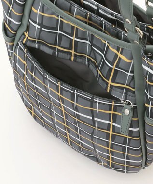 Y'SACCS ドローイングチェックトートバッグ グレー