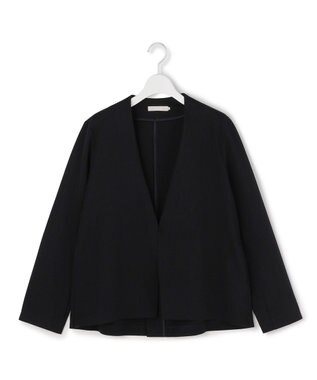 ICB L ナイロンストレッチポンチ ノーカラージャケット ブラック