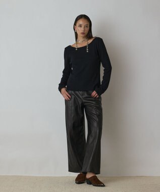 GRACE CONTINENTAL ウ－ルコットンテレコトップ ブラック