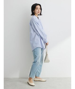 Green Parks ストライプレースアップシャツ Stripe