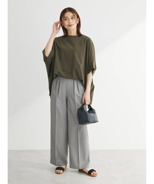 Green Parks 冷っとすずやか　ドルマンカット５分袖プルオーバー Khaki