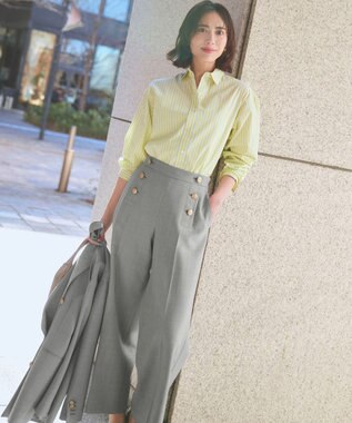 23区 【見上愛さん着用/VERY掲載】CANCLINI シャーティング ベーシックシャツ イエロー×サックスストライプ