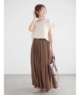 Te chichi 【接触冷感】エンボスロゴフレンチスリーブTシャツ ベージュ