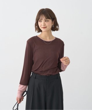 earth music&ecology レイヤードシアープルオーバー Brown