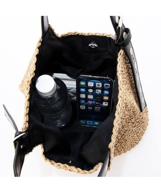 UNBILLION カシュカシュ cachecache / ドット刺繍ハンドル手編みトート ブラック