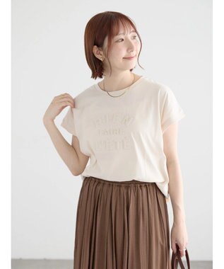 Te chichi 【接触冷感】エンボスロゴフレンチスリーブTシャツ ベージュ