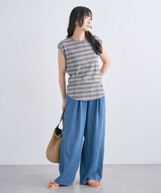 Green Parks マルチボーダーフレンチプルオーバー Gray