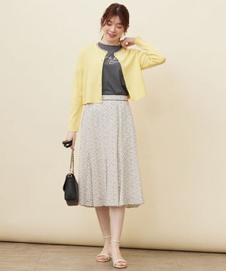 ANY SIS 【洗える】レースネックショートレングス カーディガン ライトイエロー