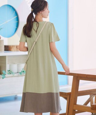 Tiaclasse 【洗える】 配色Aラインサックワンピース ミント