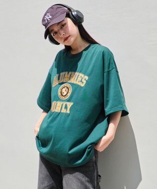 WEGO 【接触冷感/ユニセックス着用ITEM】カレッジロゴグラフィックT（SS） ダークグリーン