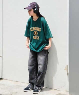 WEGO 【接触冷感/ユニセックス着用ITEM】カレッジロゴグラフィックT（SS） ダークグリーン