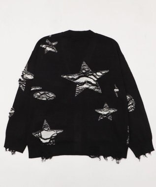 WEGO 【ユニセックス着用ITEM】ダメージジャガードカーディガン ブラック