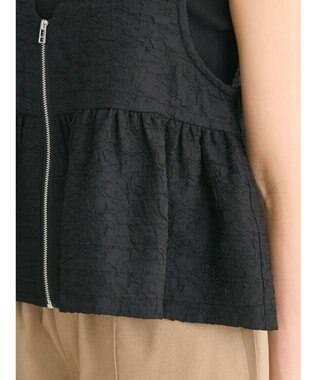 Green Parks ジャガードペプラムＺｉｐベスト Black