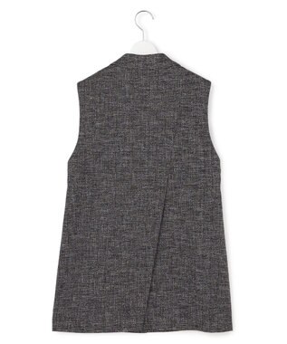 ICB L ミックスブッチャー バックスリットジレ ブラック×オフホワイト