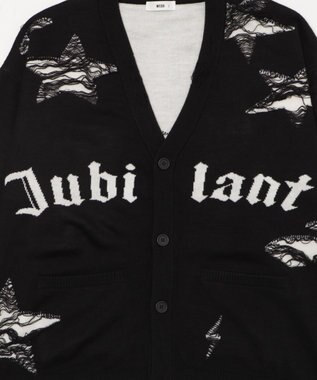 WEGO 【ユニセックス着用ITEM】ダメージジャガードカーディガン ブラック