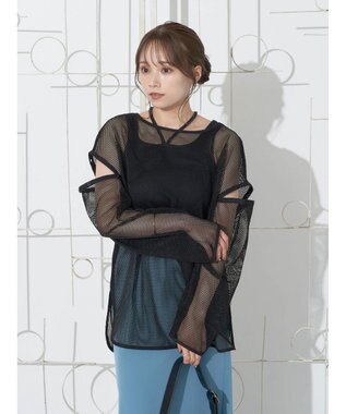 earth music&ecology ＳＥＴ２点メッシュプルオーバー＋タンクトップ Ivory