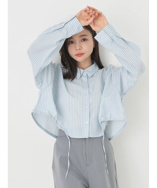 earth music&ecology ドロストヘムショートシャツ Stripe