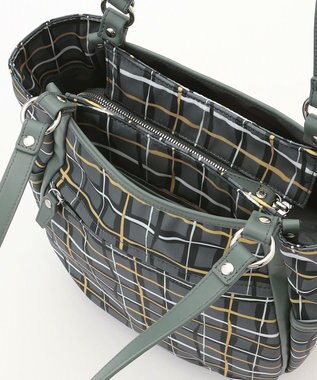 Y'SACCS ドローイングチェックトートバッグ グレー