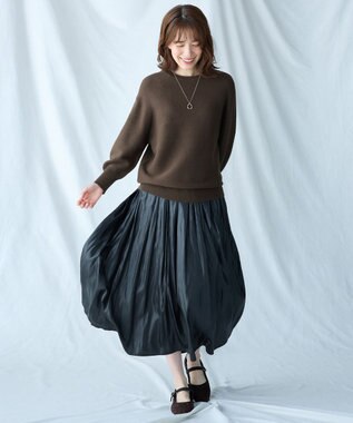 ANY L 【洗濯機可/6色展開】ラウンドネックガーターニット ブラウン