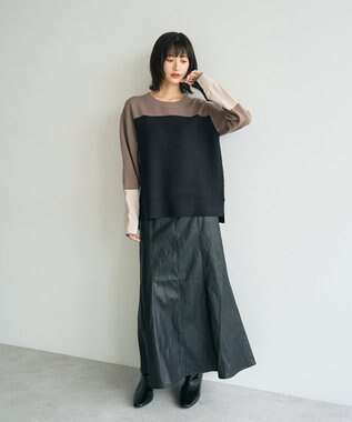 YECCA VECCA レザーライクマーメイドスカート Black