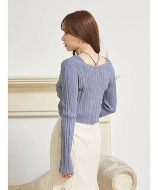 earth music&ecology ＳＥＴ２点ショートカーディガン＋レイヤードタンク Blue