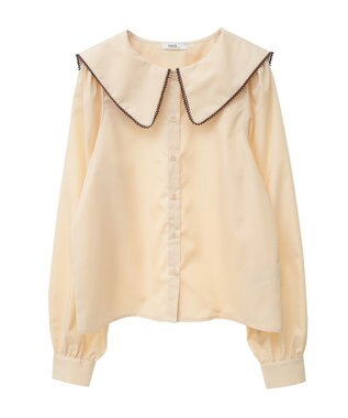 earth music&ecology 配色ピコレースブラウス Light Beige