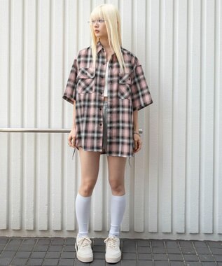 WEGO 【ユニセックス着用ITEM/SMLサイズ展開】オンブレチェックシャツ（SS） 柄3