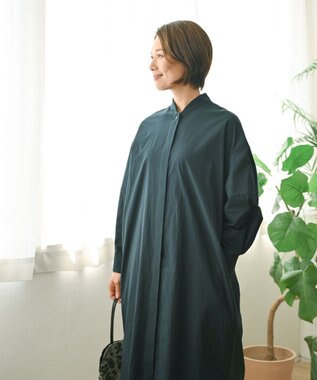 muuc 〈2WAY〉〈遠州織物の工場で織られた上質なコットン生地〉スタンドカラー 羽織り＆シャツワンピース ネイビー