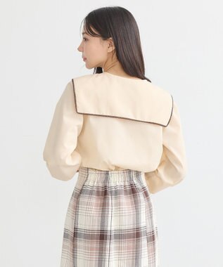 earth music&ecology 配色ピコレースブラウス Light Beige