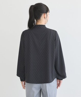 earth music&ecology フリルピンタックブラウス Dot Black