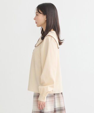earth music&ecology 配色ピコレースブラウス Light Beige
