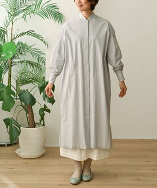 muuc 〈2WAY〉〈遠州織物の工場で織られた上質なコットン生地〉スタンドカラー 羽織り＆シャツワンピース ライトグレー
