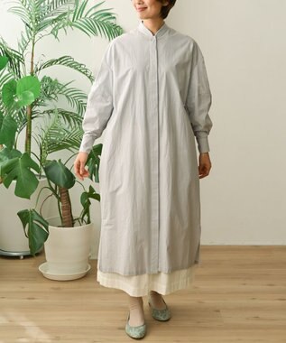 muuc 〈2WAY〉〈遠州織物の工場で織られた上質なコットン生地〉スタンドカラー 羽織り＆シャツワンピース ライトグレー