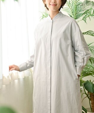 muuc 〈2WAY〉〈遠州織物の工場で織られた上質なコットン生地〉スタンドカラー 羽織り＆シャツワンピース ライトグレー