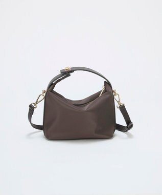 TOPKAPI 【TREASURE TOPKAPI】ナイロン レザーコンビ ハンドルオープン ミニ ショルダーバッグ チョコレート