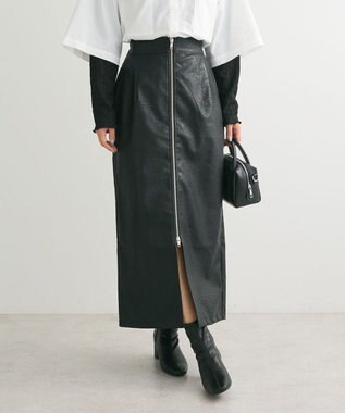 Green Parks ・ＥＬＥＮＣＡＲＥ　ＤＵＥフェイクレザーＷ－ＺＩＰスカー Black