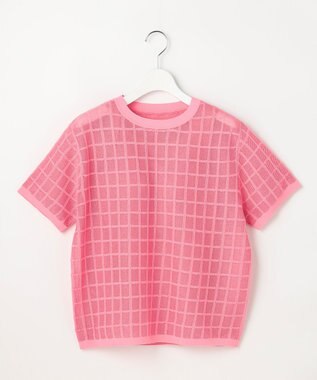 自由区 L 【ワコールコラボ・2点SET】シアーチェックニット プルオーバー ピンク