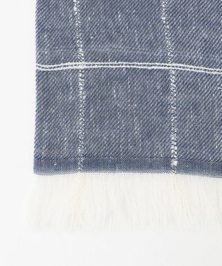 JOSEPH ABBOUD 【イタリア製】スラブチェックジャガード ストール ネイビー系4