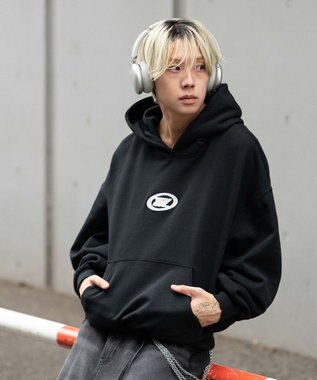 WEGO 【ユニセックス着用ITEM/裏起毛】バルーンクロップドグラフィックプルパーカー ブラック