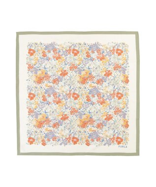 MOONBAT 【シルク100%】フルラ (FURLA) 花柄 シルクプリントスカーフ 65cm×65cm