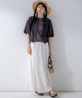 23区 【速乾性/汗じみ防止】半袖 クロップド IT Tシャツ ダークブラウン系