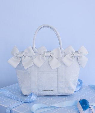 Maison de FLEUR ブルーマニアボリュームリボン２ＷａｙトートＭバッグ