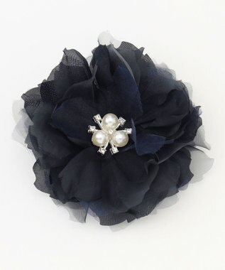 ANY パールフラワーコサージュ ネイビー