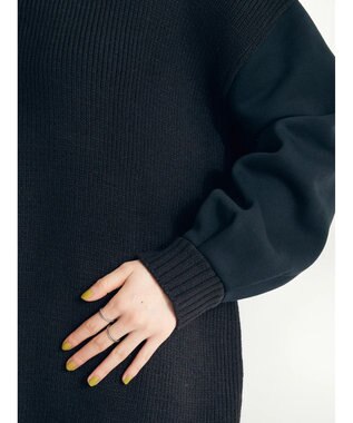 CRAFT STANDARD BOUTIQUE 片畔ニットドッキングチュニック Black